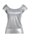 Chiara Boni La Petite Robe Woman Top Silver Size 8 Viscose, Polyamide, Elastane