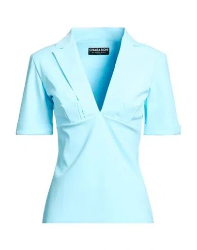 Chiara Boni La Petite Robe Woman Top Sky Blue Size 8 Polyamide, Elastane In Animal Print