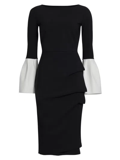 Chiara Boni La Petite Robe Women's Addax Bell-sleeve Cocktail Dress In Black Body White Sleeve