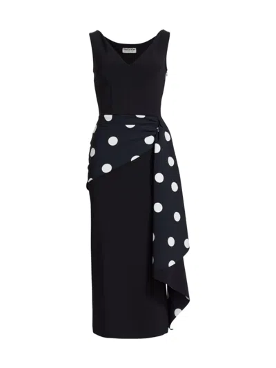 Chiara Boni La Petite Robe Women's Airose Polka Dot Sash Midi-dress In Black New Polka Dot