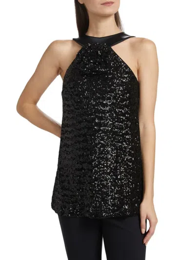 Chiara Boni La Petite Robe Women's Aky Sequined Halter Top In Black