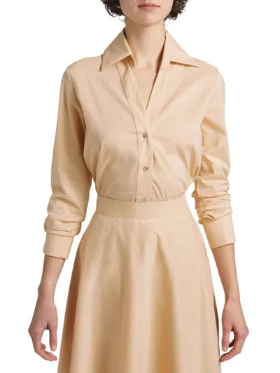 Chiara Boni La Petite Robe Women's Atena Cotton-blend Button-front Shirt In Neutral