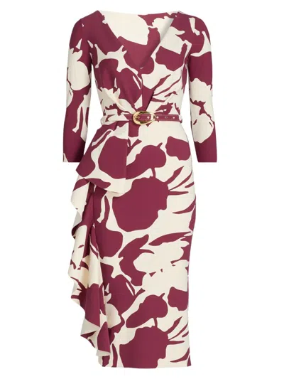 Chiara Boni La Petite Robe Ayaan Floral-print Ruffle Midi Sheath Dress In Multi