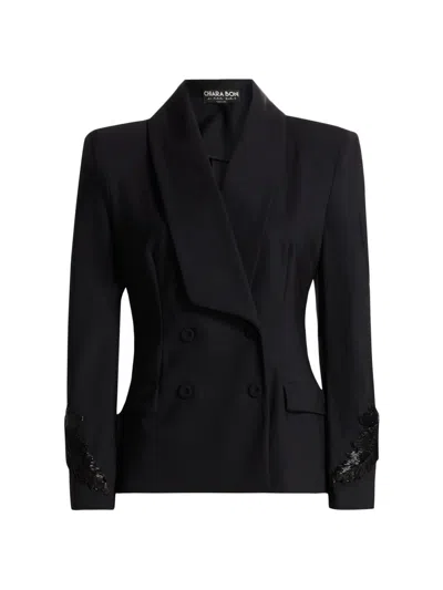 Chiara Boni La Petite Robe Women's Bariel Beaded Cuff Blazer In Blue