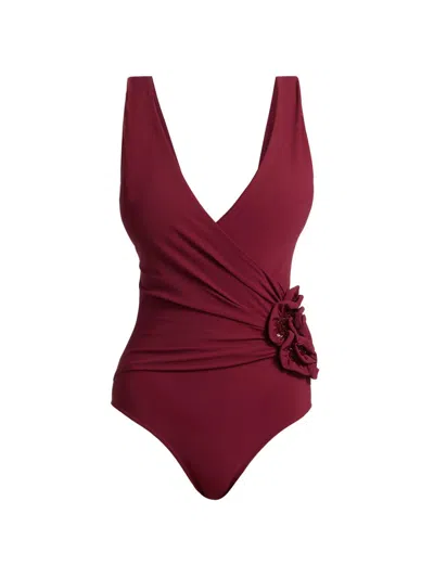 Chiara Boni La Petite Robe Women's Basia Sequin-embellished Rosette One-piece Swimsuit In Red
