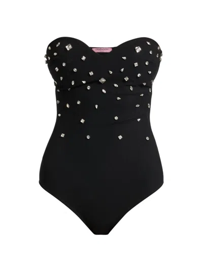 Chiara Boni La Petite Robe Women's Bianka Crystal-embellished Strapless One-piece Swimsuit In Black