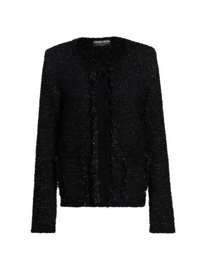 Chiara Boni La Petite Robe Women's Borant Metallic Tweed Cardigan In Black