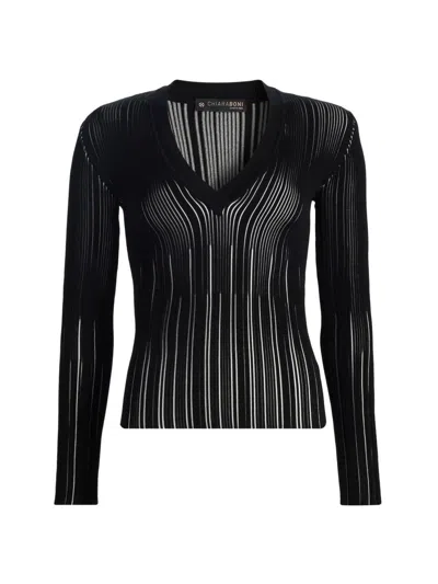 Chiara Boni La Petite Robe Women's Briar Rib-knit V-neck Top In Multi