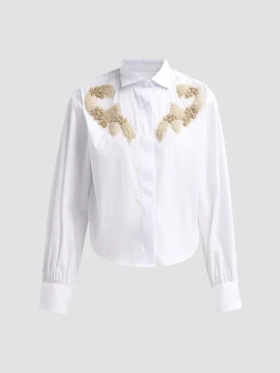 Chiara Boni La Petite Robe Women's Danae Embroidered Cotton-blend Shirt In White