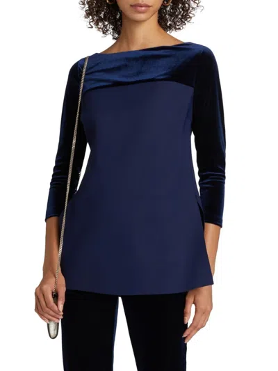 Chiara Boni La Petite Robe Women's Danzi Velvet Top In Blue