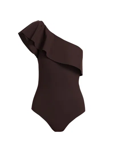 Chiara Boni La Petite Robe Women's Eli Ruffle One-piece Swimsuit In Brown