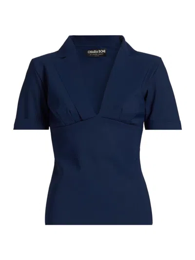 Chiara Boni La Petite Robe Women's Eriko Open Collar Top In Blue