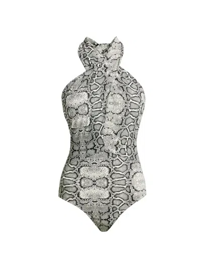 Chiara Boni La Petite Robe Women's Eriya Snakeskin-print One-piece Swimsuit In Gray