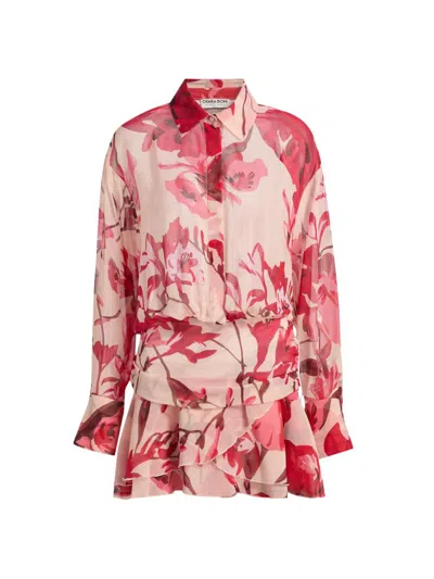 Chiara Boni La Petite Robe Women's Esdra Floral Print Mini-shirtdress In Red