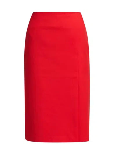 Chiara Boni La Petite Robe Women's Estera Cotton-blend Pleated Pencil Lnee-length Skirt In Red