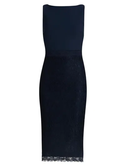 Chiara Boni La Petite Robe Fluis Lace Hem Dress In Blue