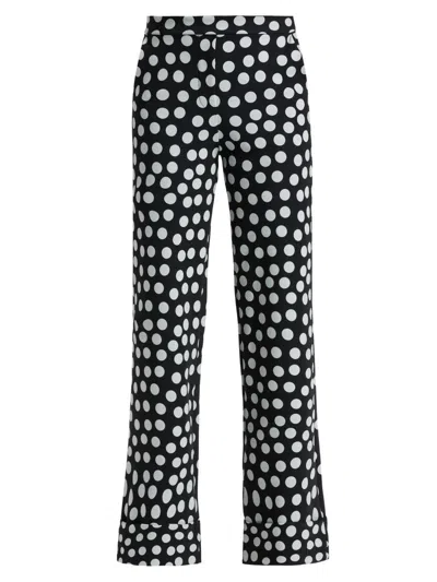 Chiara Boni La Petite Robe Women's Fredynah Polka Dot Jersey Kick-flare Pants In Black
