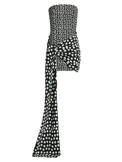 Chiara Boni La Petite Robe Women's Gaja Polka Dot Tie-waist Jersey Minidress In Bette Black