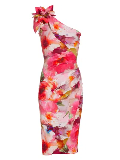 Chiara Boni La Petite Robe Women's Gosia One-shoulder Floral Cocktail Dress In Summer Roses Pink