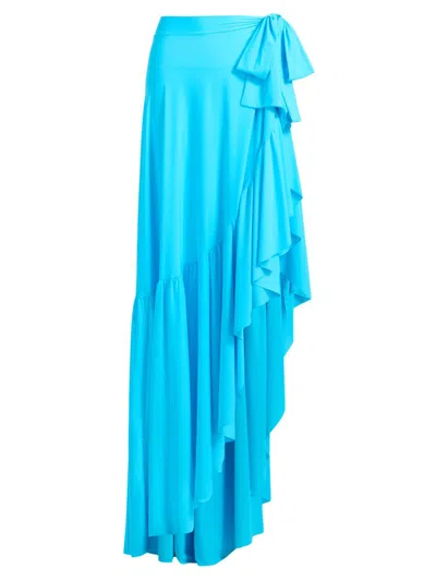 Chiara Boni La Petite Robe Women's Iggy Ruffle Wrap Maxi Sarong In Blue