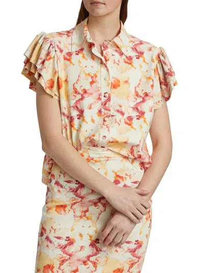 Chiara Boni La Petite Robe Women's Jin Floral Flutter-sleeve Blouse In Multi
