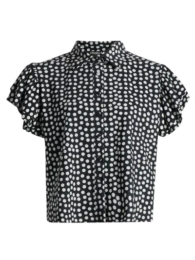 Chiara Boni La Petite Robe Women's Jin Polka Dot Flutter Sleeve Top In Black
