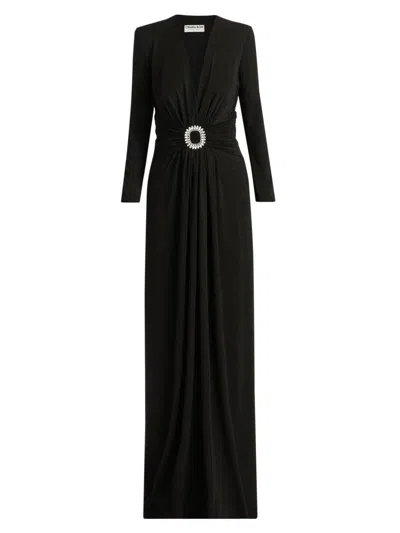 Chiara Boni La Petite Robe Kalin Sugar Embellished V-neck Gown In Black