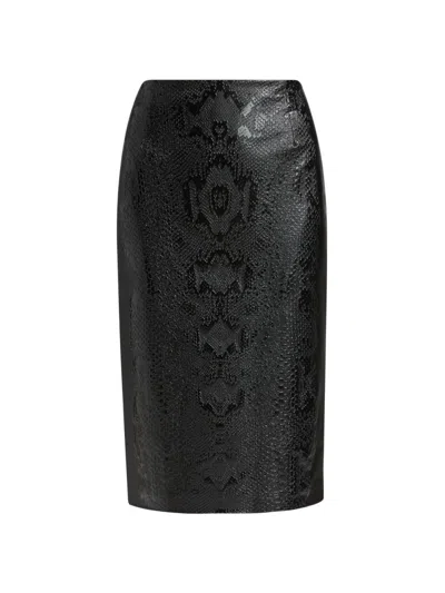 Chiara Boni La Petite Robe Women's Lumi Snakeskin-effect Coated Jersey Midi-skirt In Black