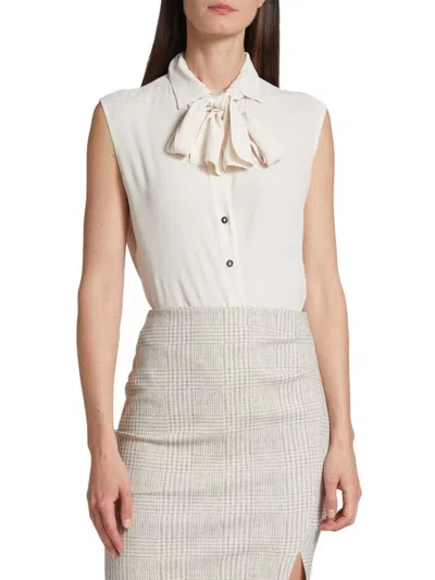 Chiara Boni La Petite Robe Women's Marletta Sleeveless Tie-neck Blouse In Winter White