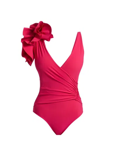 Chiara Boni La Petite Robe Women's Miana Ruffled Shoulder One-piece Swimsuit In Pink