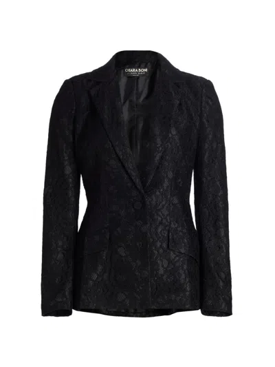 Chiara Boni La Petite Robe Women's Mosi Lace Single-breasted Blazer In Black