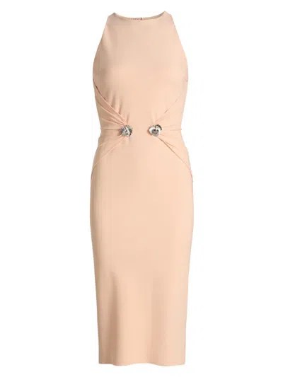 Chiara Boni La Petite Robe Nereo Sleeveless Embellished Midi Sheath Dress In Brown