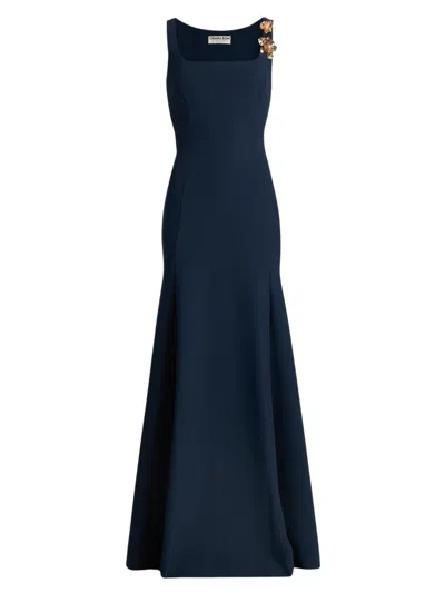 Chiara Boni La Petite Robe Women's Nisei Floral Appliqué A-line Gown In Blue