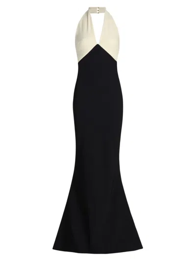 Chiara Boni La Petite Robe Noori Backless Draped Mermaid Gown In Blue