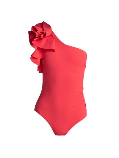 Chiara Boni La Petite Robe Women's One-shoulder Ruffled One-piece Swimsuit In Corallo