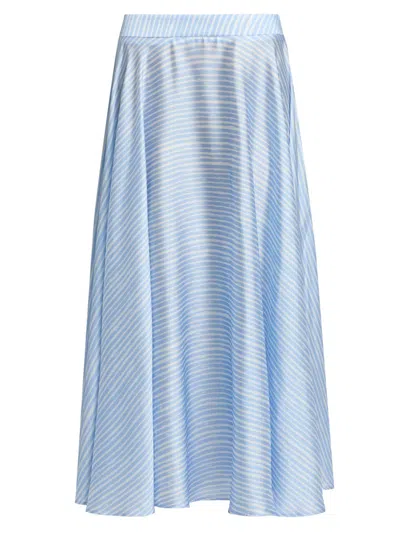 Chiara Boni La Petite Robe Women's Osata Striped Flared Midi-skirt In Blue