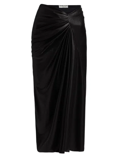 Chiara Boni La Petite Robe Women's Rahma Splendid Relaxed-fit Ruched Midi-skirt In Black