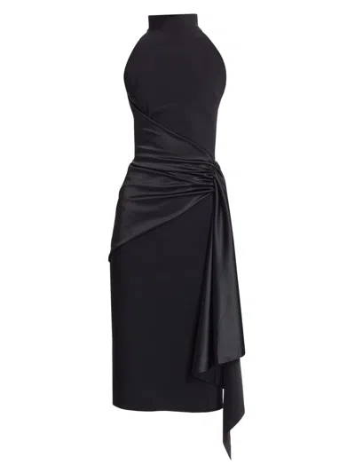Chiara Boni La Petite Robe Satin Sash Sheath Dress In Black
