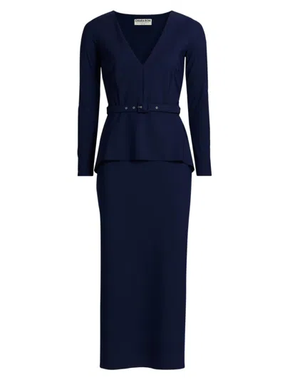 Chiara Boni La Petite Robe Siaka Jersey Belted Midi-dress In Blue