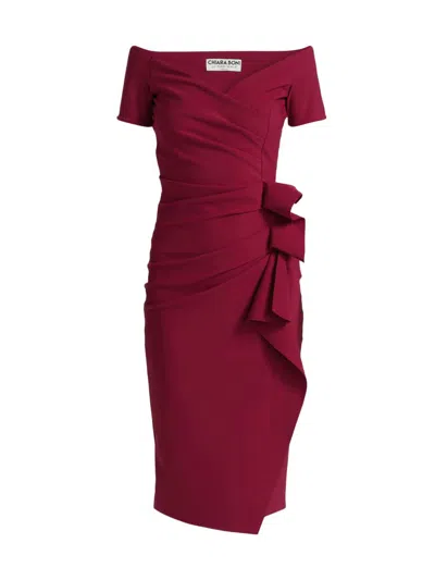Chiara Boni La Petite Robe Silveria Draped Off-the-shoulder Sheath Dress In Burgundy