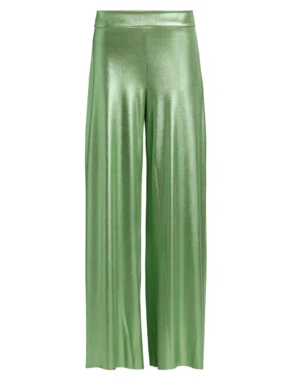Chiara Boni La Petite Robe Women's Skylim Splendid Metallic Jersey Wide-leg Pants In Green