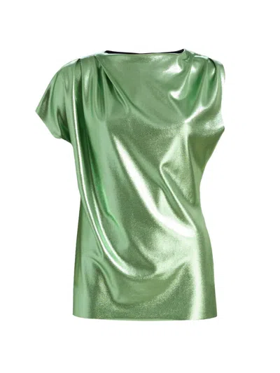 Chiara Boni La Petite Robe Women's Teruo Metallic Draped One-sleeve Top In Green
