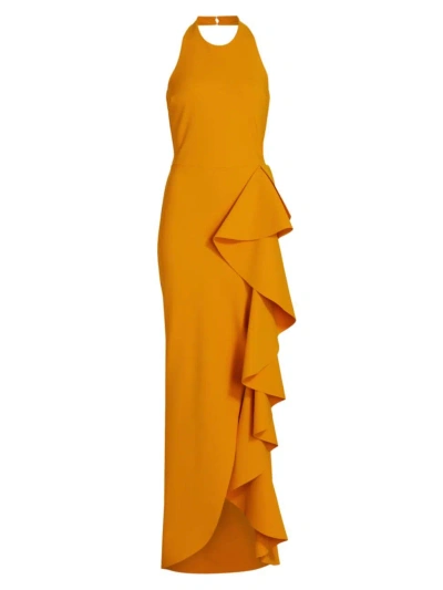 Chiara Boni La Petite Robe Women's Thomas Ruffled Halter Gown In Topazio