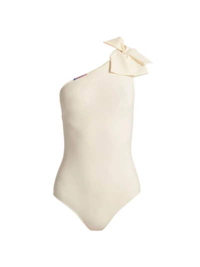 Chiara Boni La Petite Robe Women's Twisted Bow One-piece Swimsuit In Cream