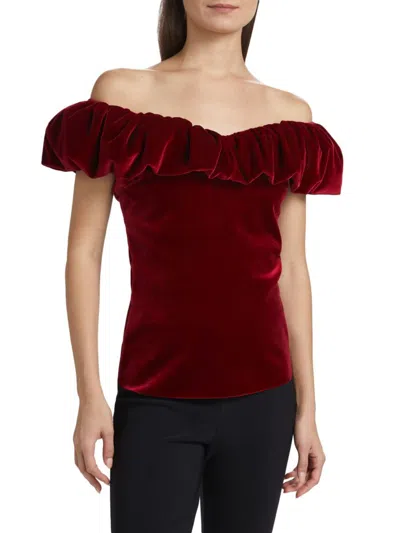 Chiara Boni La Petite Robe Women's Usla Ruffled Velvet Top In Red