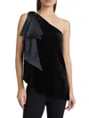 Chiara Boni La Petite Robe Women's Yamatis Asymmetric Velvet Top In Black