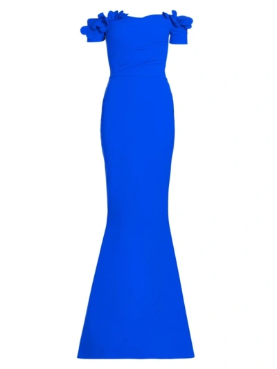 Chiara Boni La Petite Robe Women's Yiana Floral Appliqué Gown In Blue Klein