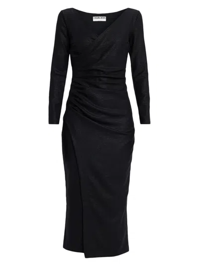 Chiara Boni La Petite Robe Yono Ruched Shimmer Bodycon Midi Dress In Black