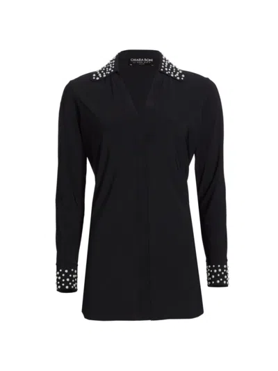 Chiara Boni La Petite Robe Women's Zoely Embellished Longline Tunic In Black