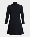 Chiara Boni La Petite Robe Yakat Long Sleeve High-neck Short Dress In Black